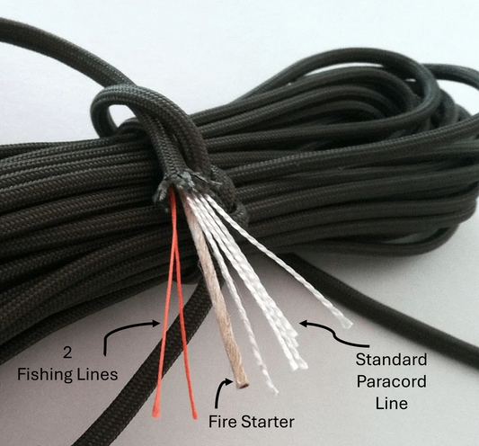 Custom Survival Paracord 100' - With Fire Starter & Fishing Lines