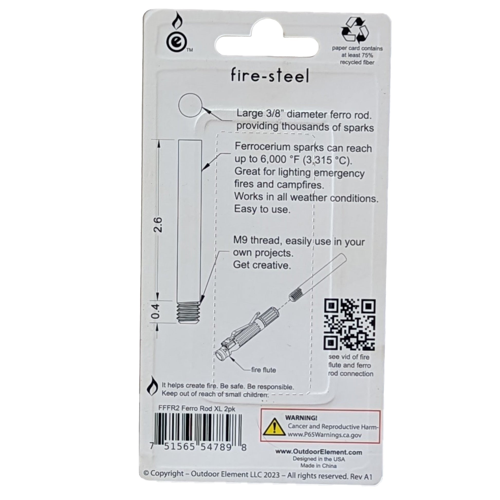  XL Fire-Steel Replacement 2pk, Fire Flute