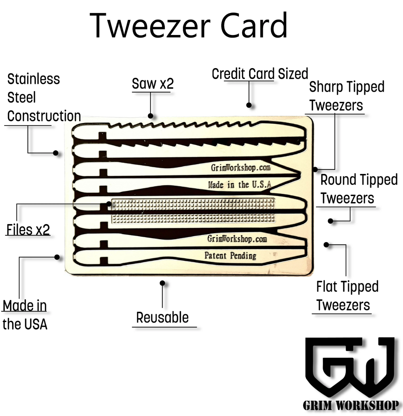 Tweezer Kit First Aid Card : Credit Card Size Set of Tweezers