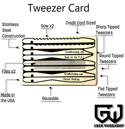 Tweezer Kit First Aid Card : Credit Card Size Set of Tweezers