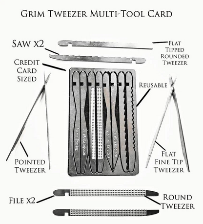 Tweezer Kit First Aid Card : Credit Card Size Set of Tweezers