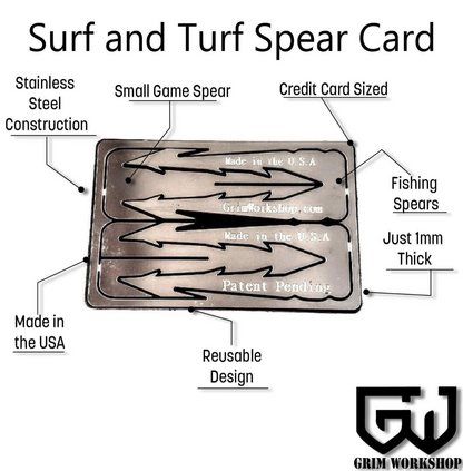 Surf and Turf Spear Card: Survival Spear For Small Game and Fish