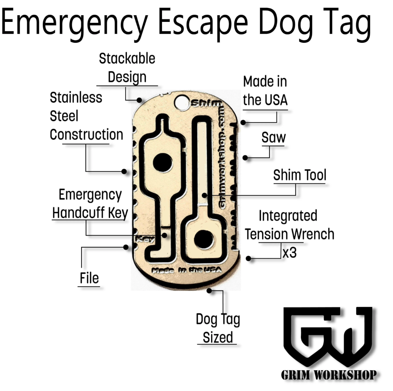 Escape and Evasion Dog Tag : Tactical Necklace Escape Kit