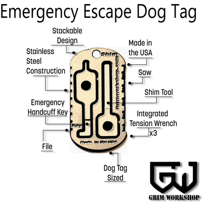 Escape and Evasion Dog Tag : Tactical Necklace Escape Kit