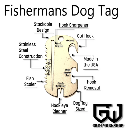 Fisherman's Dog Tag : Fishing Multi Tool Necklace