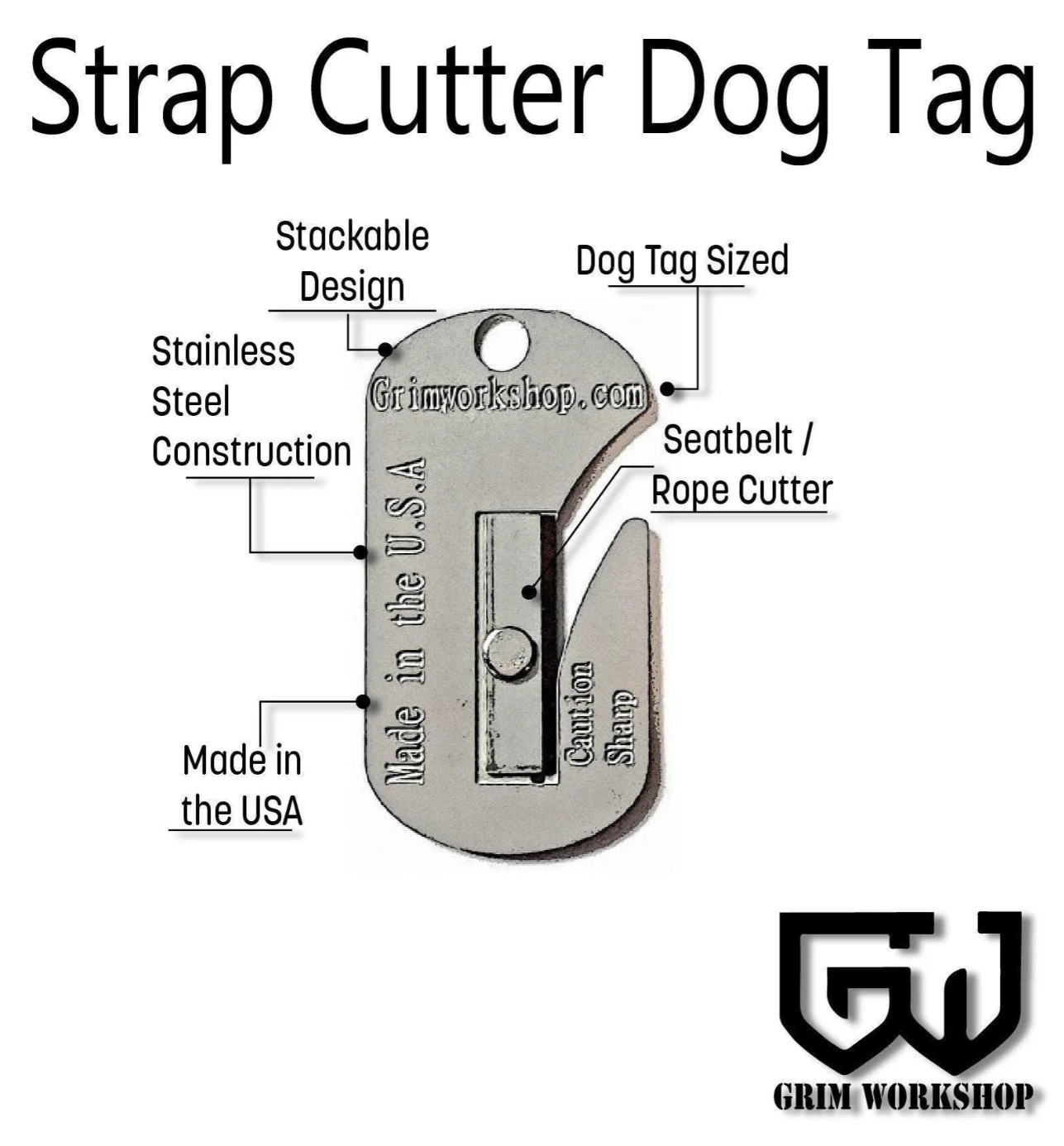 Strap and Seat belt Cutter Dog Tag Survival Necklace