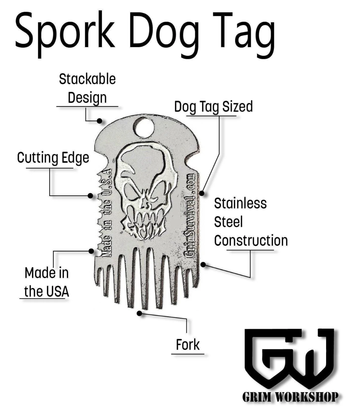 Metal Spork Dog Tag Necklace