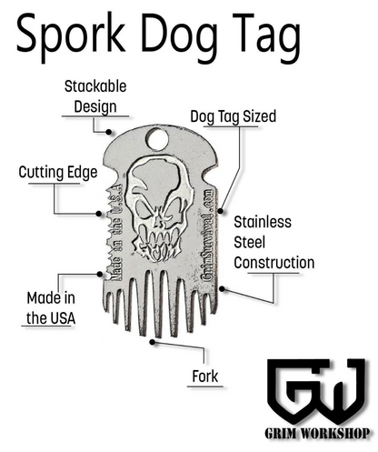 Metal Spork Dog Tag Necklace