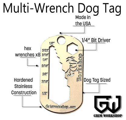 Multi Wrench Dog Tag: EDC Wrench and Bit Driver