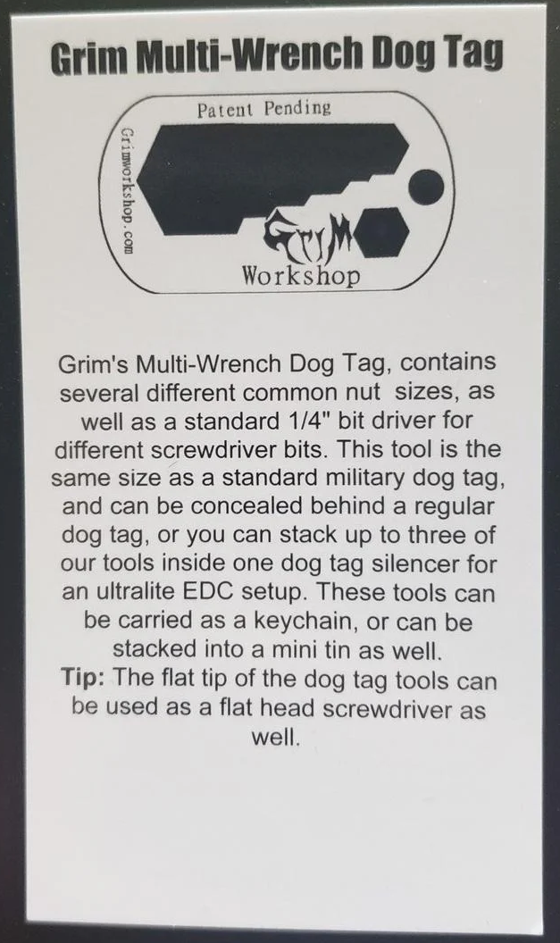 Multi Wrench Dog Tag: EDC Wrench and Bit Driver