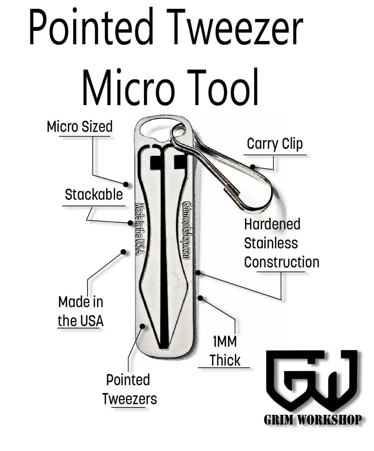 Pointed Tweezer Micro Tool: Tweezer Tool Keychain