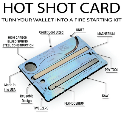 Hot Shot Fire Card Gen2: Survival Knife with Fire Starter Cards